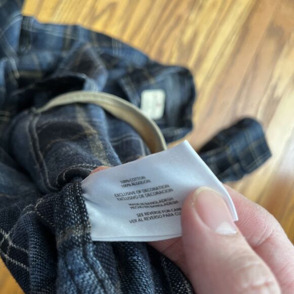 Woolrich 100% Cotton Flannel Shirt Men's Small Blue Black Plaid Workwear Outdoor - Picture 6 of 7